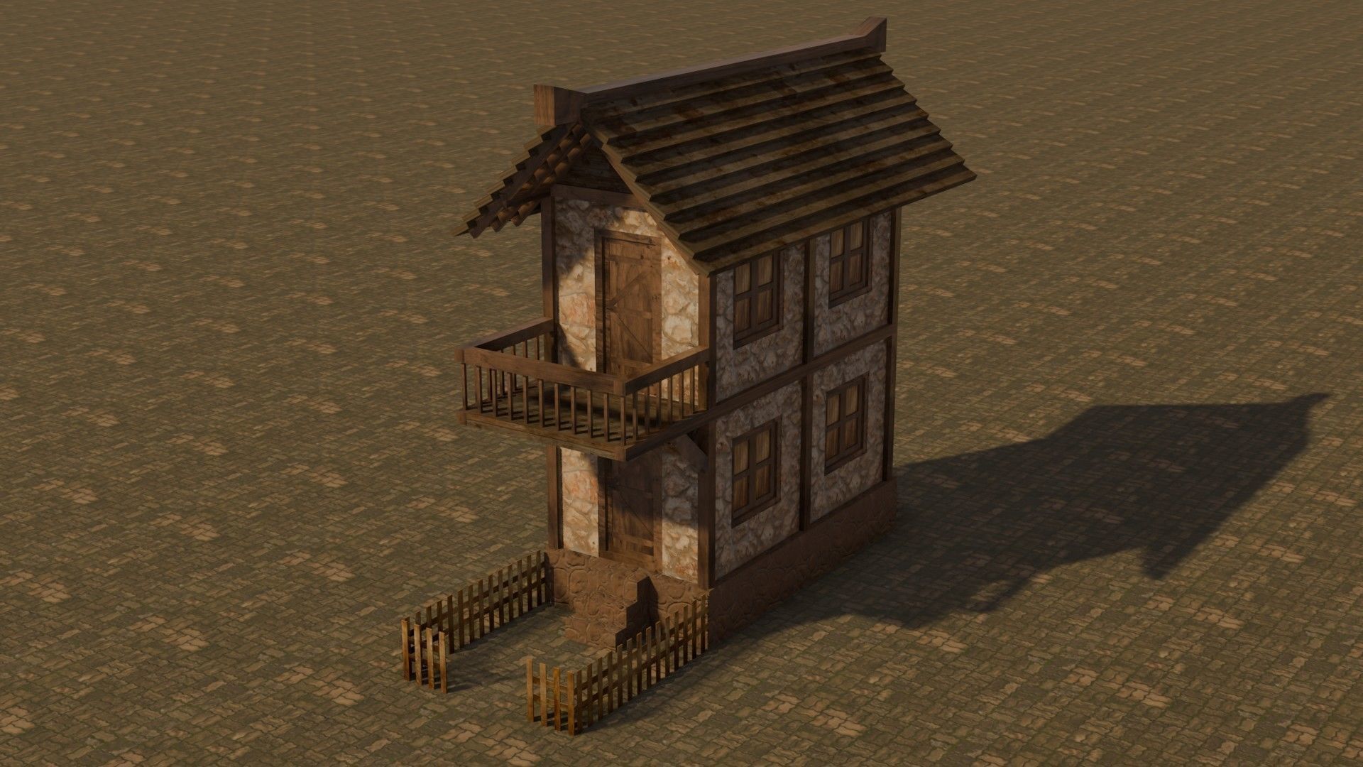 Medieval house 12 Free low-poly 3D model_2