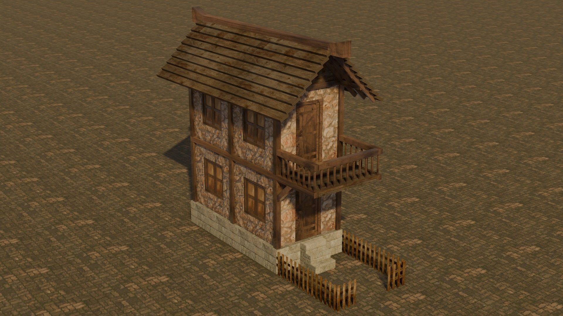 Medieval house 11 Free low-poly 3D model_4