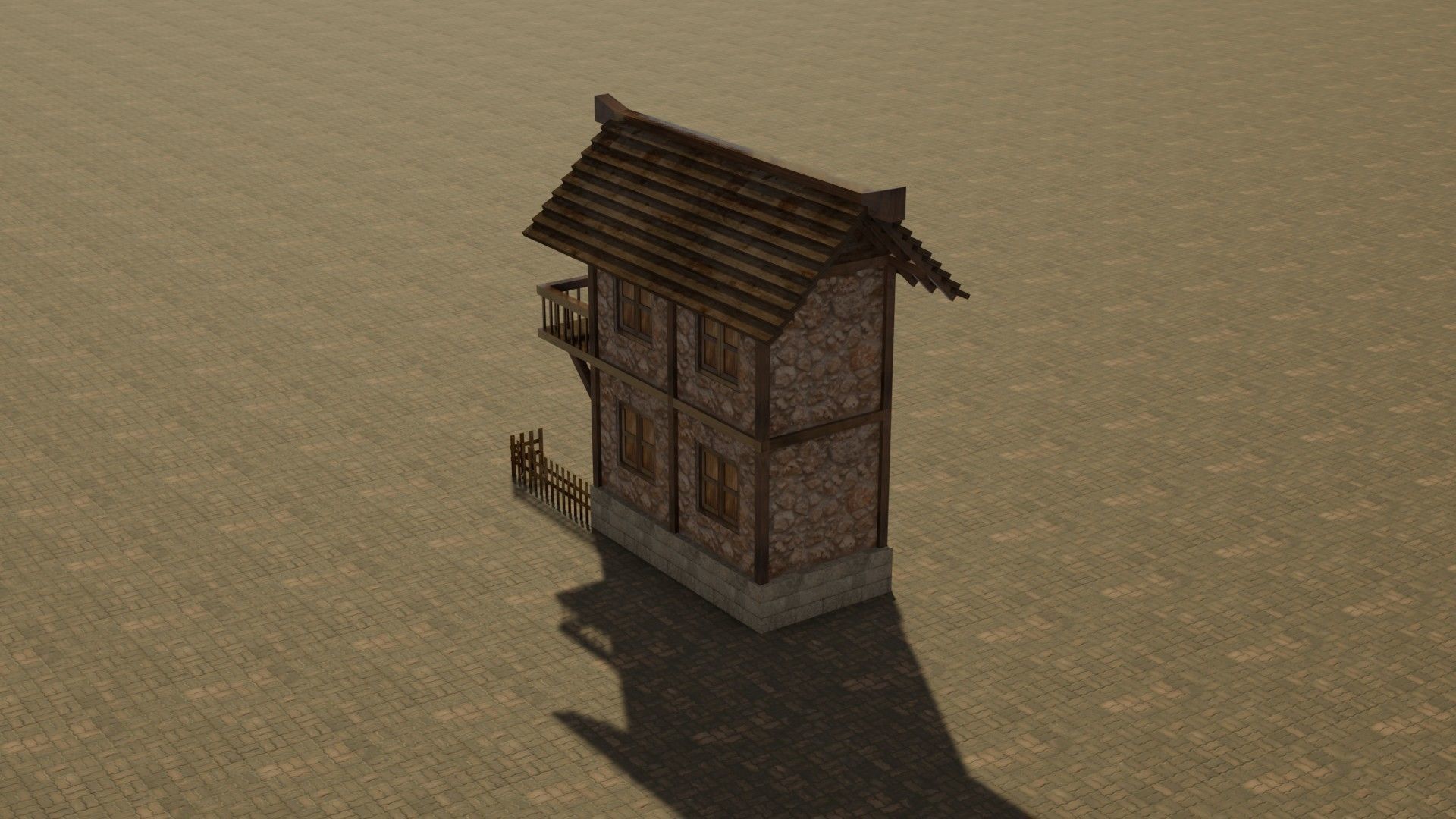 Medieval house 11 Free low-poly 3D model_8