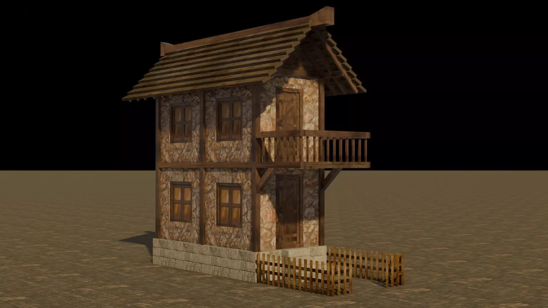Medieval house 11 Free low-poly 3D model_0