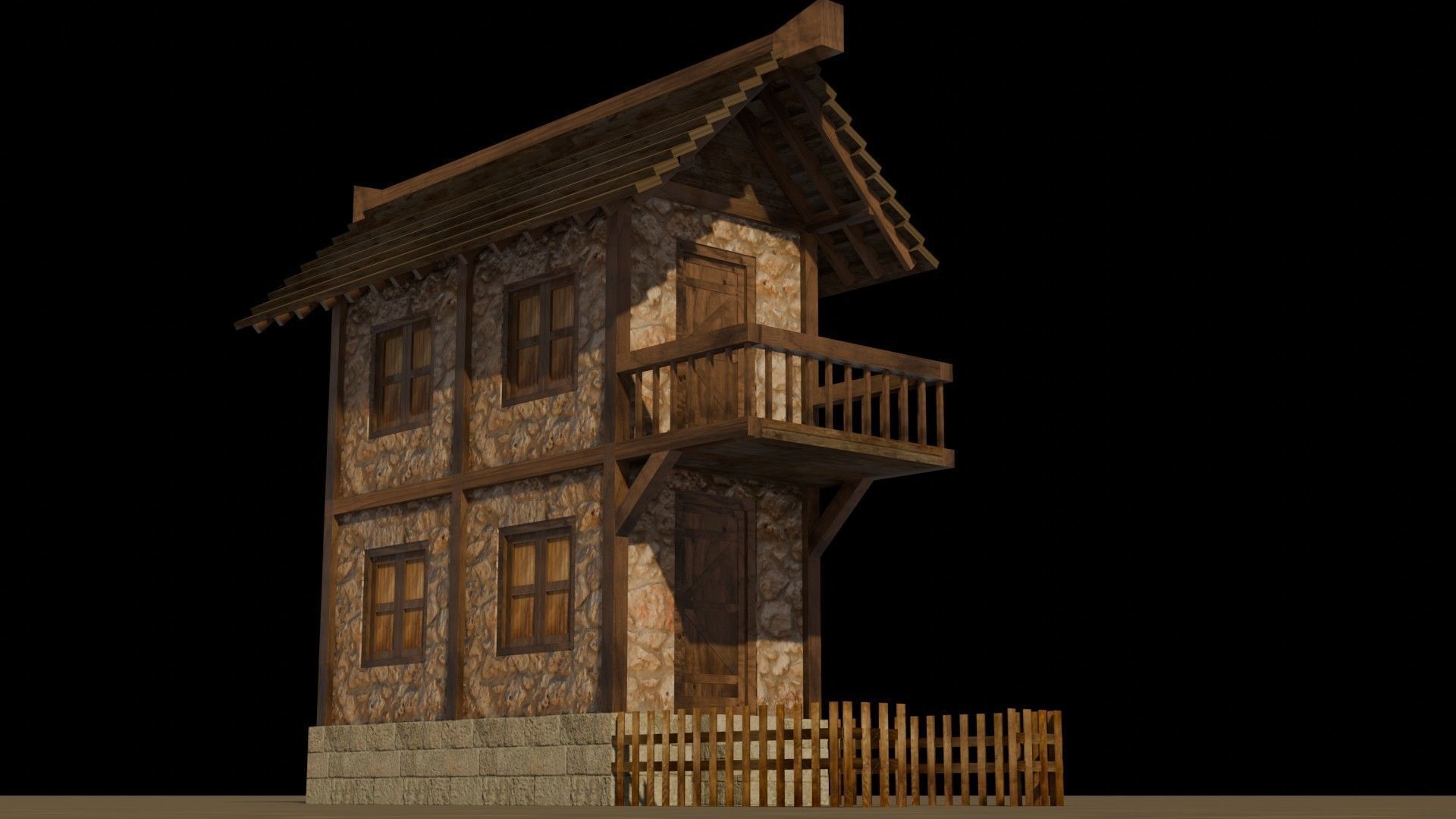 Medieval house 11 Free low-poly 3D model_11
