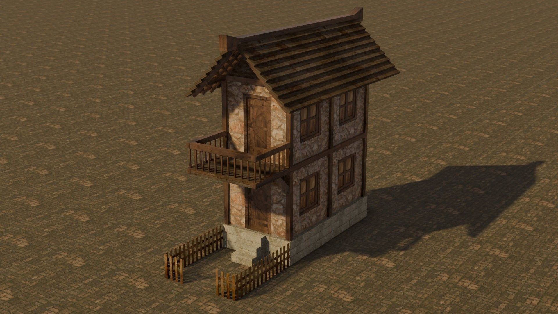 Medieval house 11 Free low-poly 3D model_2