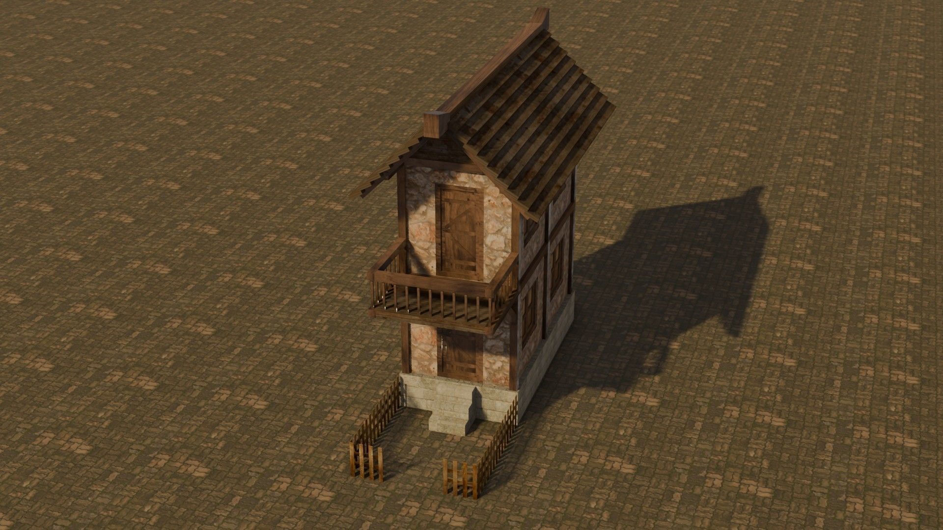 Medieval house 11 Free low-poly 3D model_3