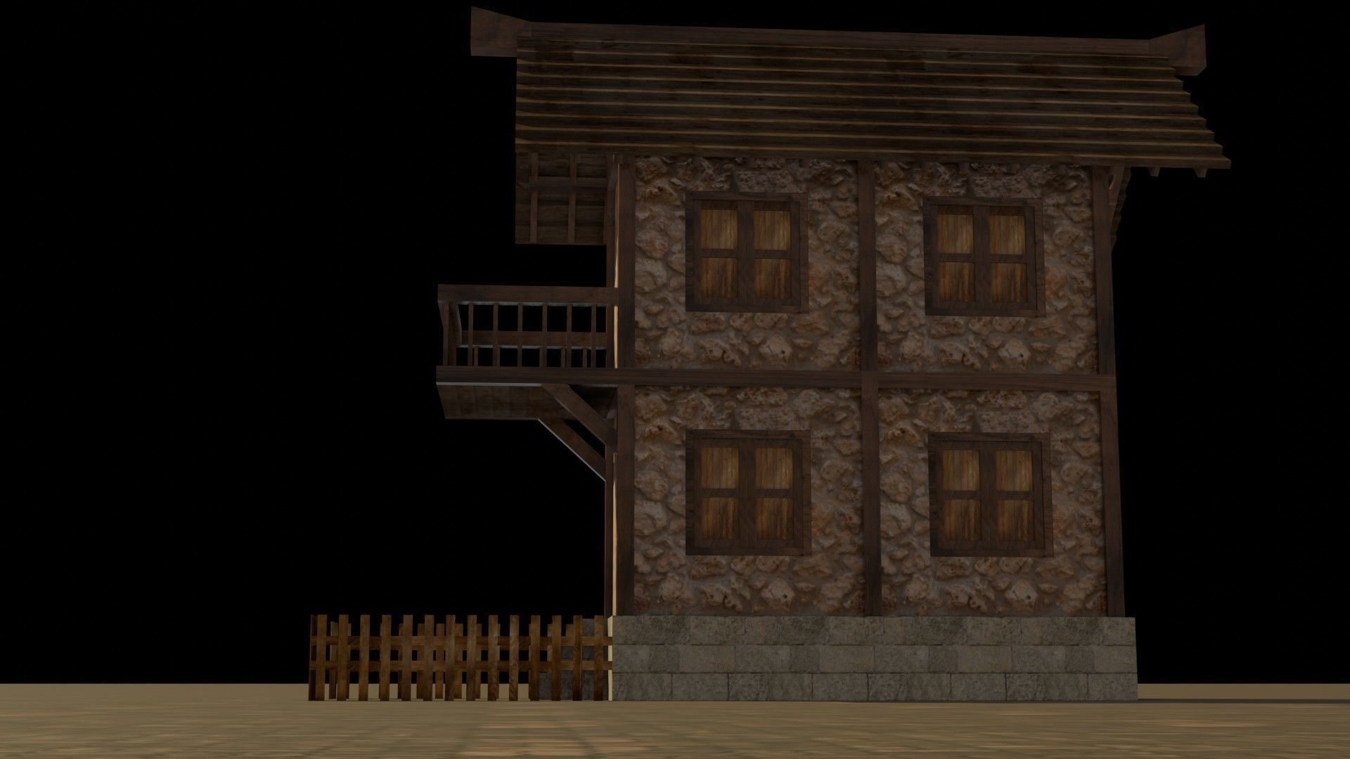 Medieval house 11 Free low-poly 3D model_12