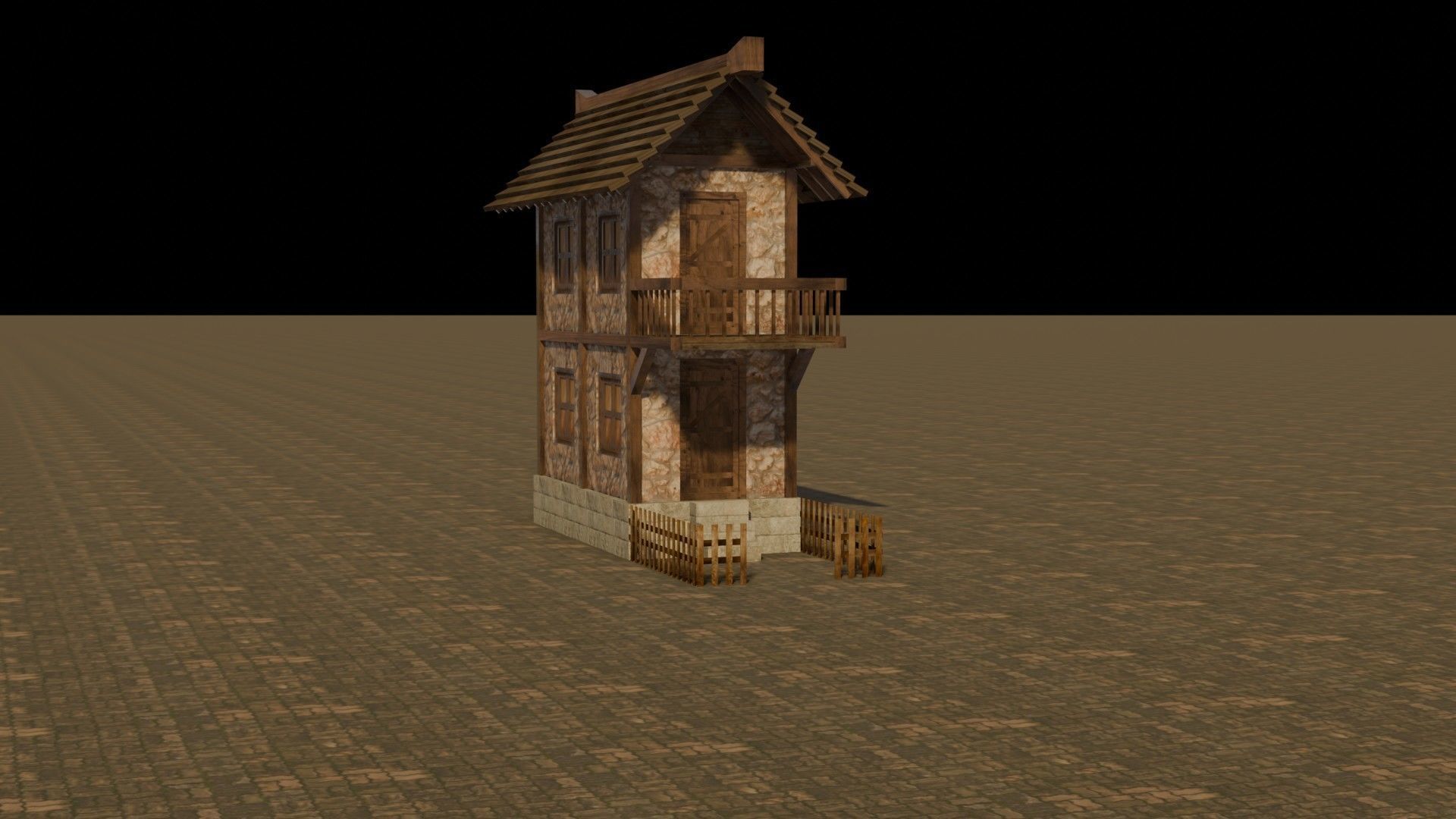 Medieval house 11 Free low-poly 3D model_16