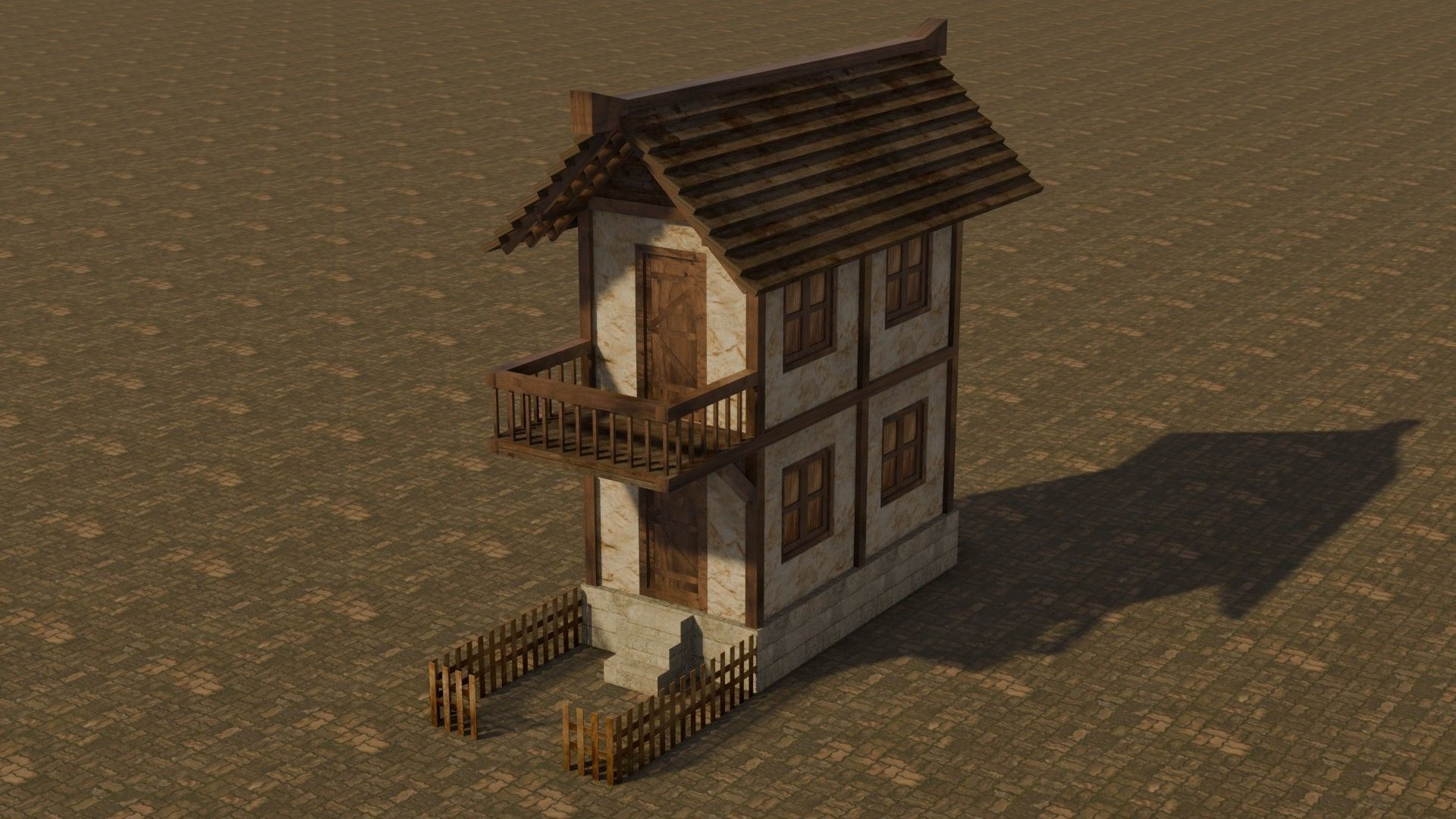 Medieval house 10 Free low-poly 3D model_2