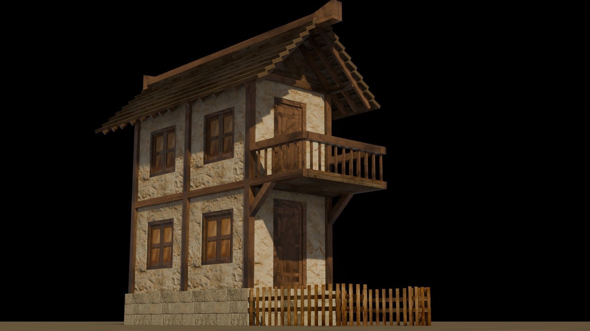 Medieval house 10 Free low-poly 3D model_11