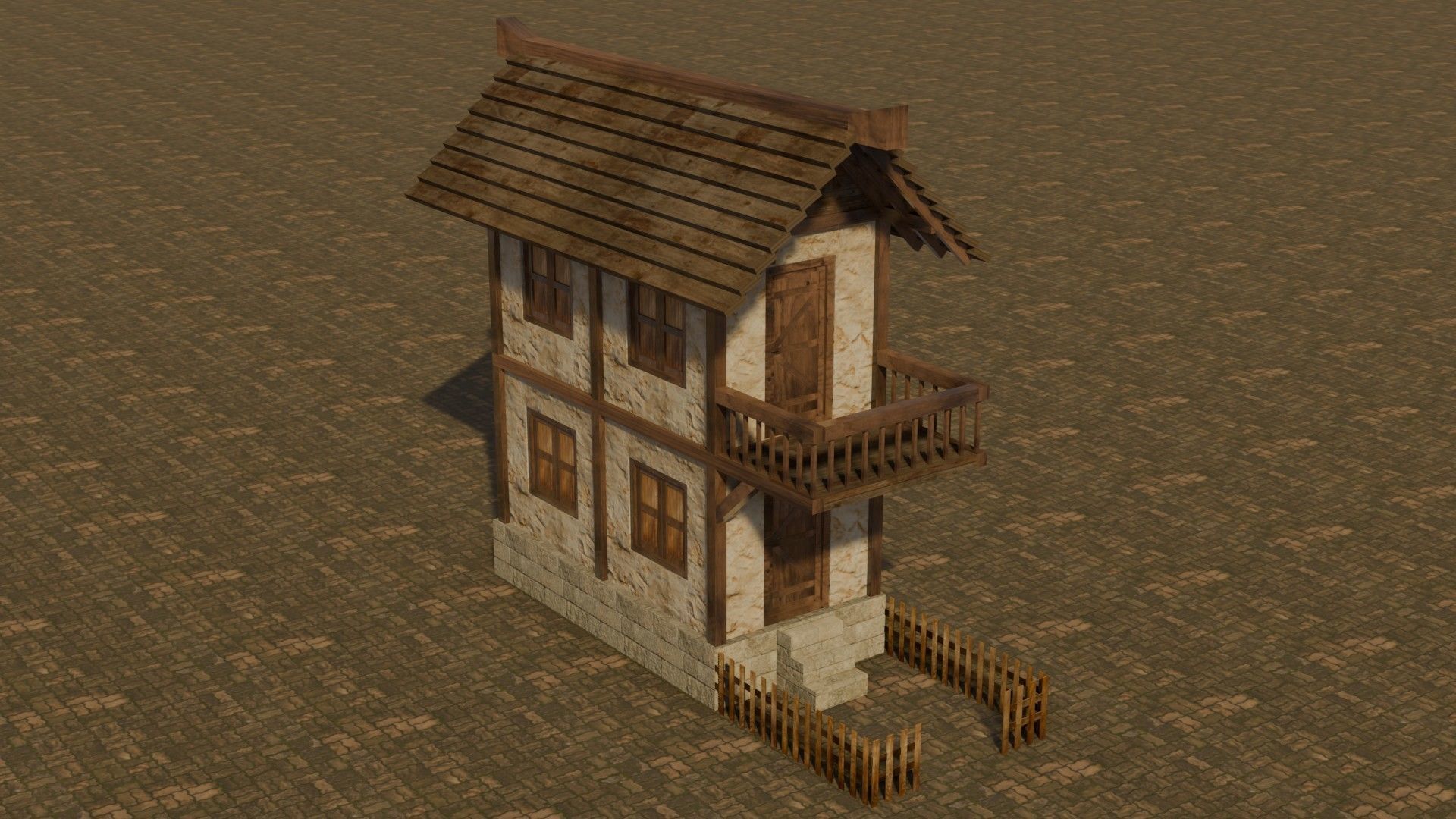 Medieval house 10 Free low-poly 3D model_4