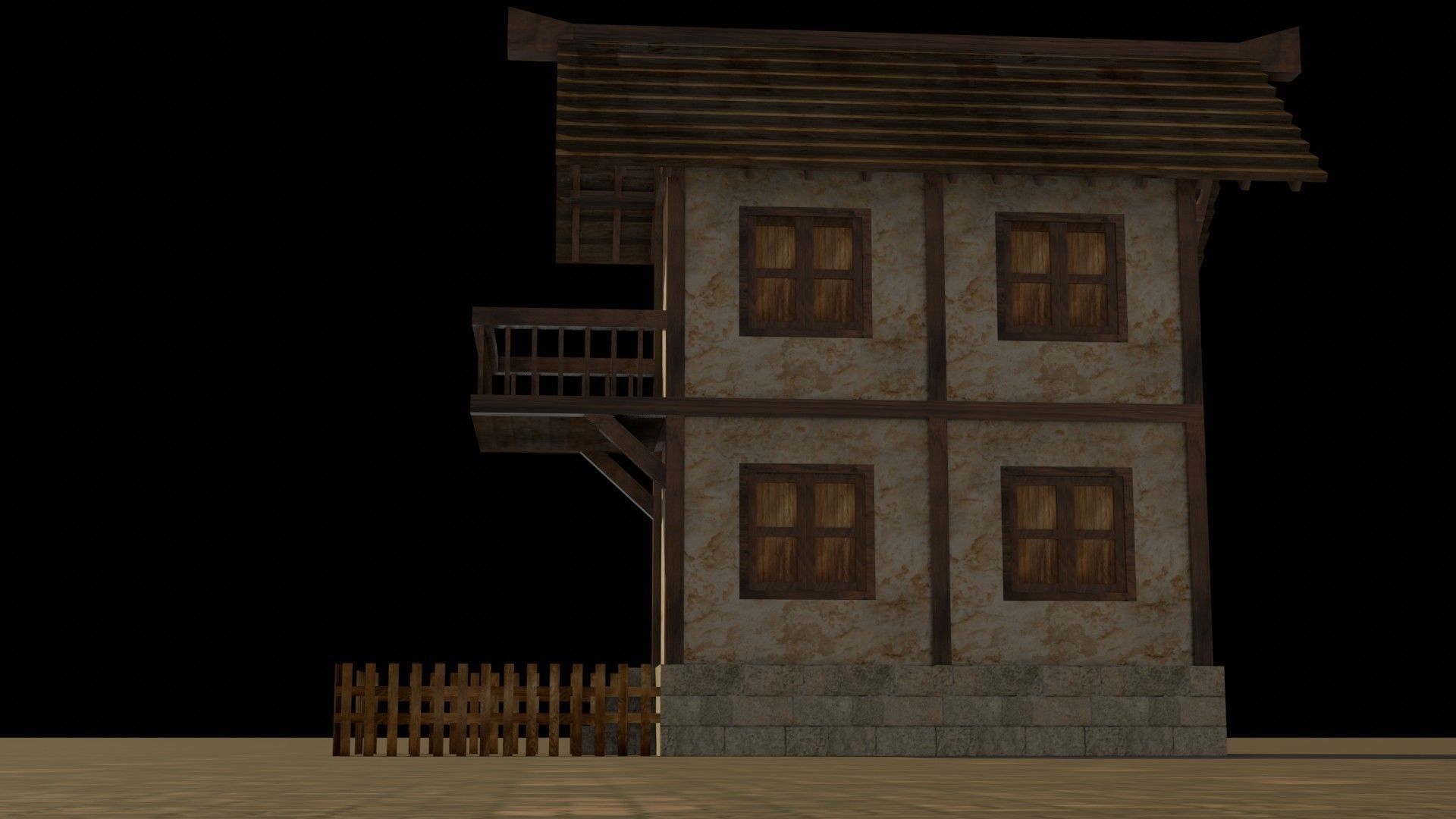 Medieval house 10 Free low-poly 3D model_12