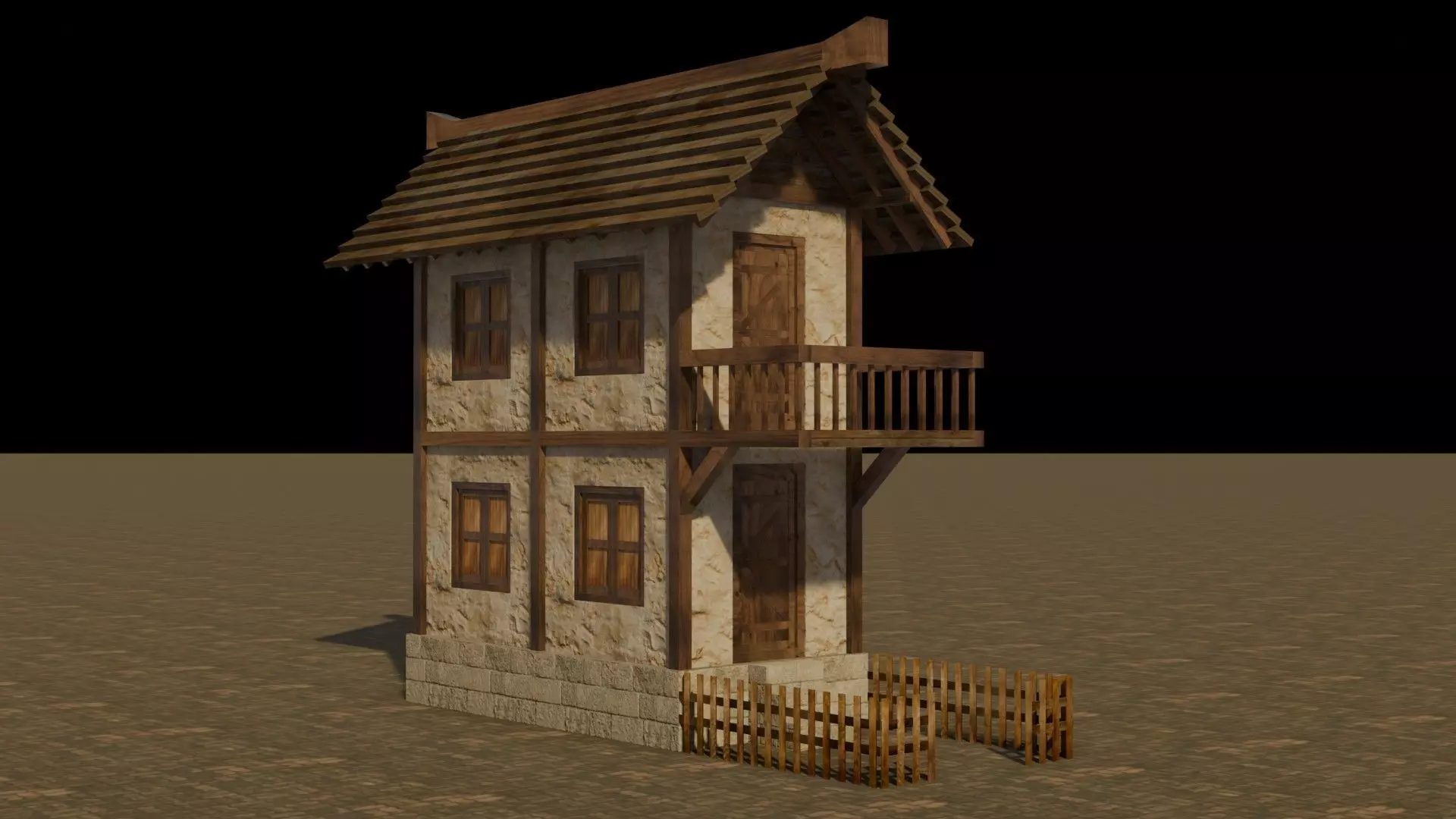 Medieval house 10 Free low-poly 3D model_0
