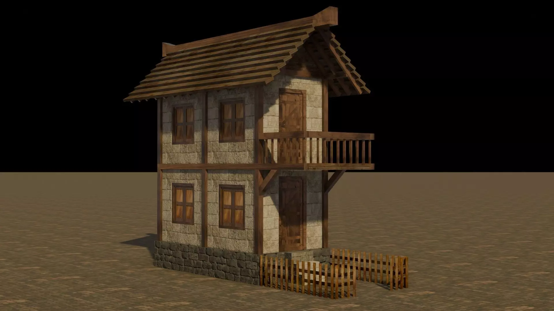 Medieval house 1 Free low-poly 3D model