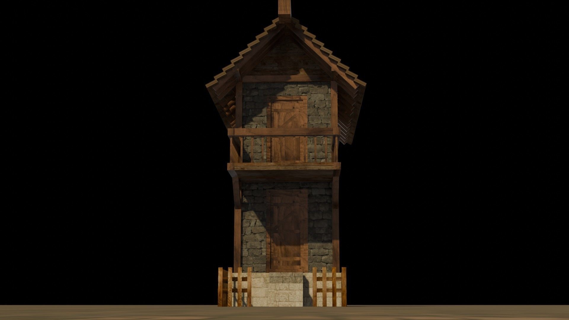 Medieval house Free low-poly 3D model_10