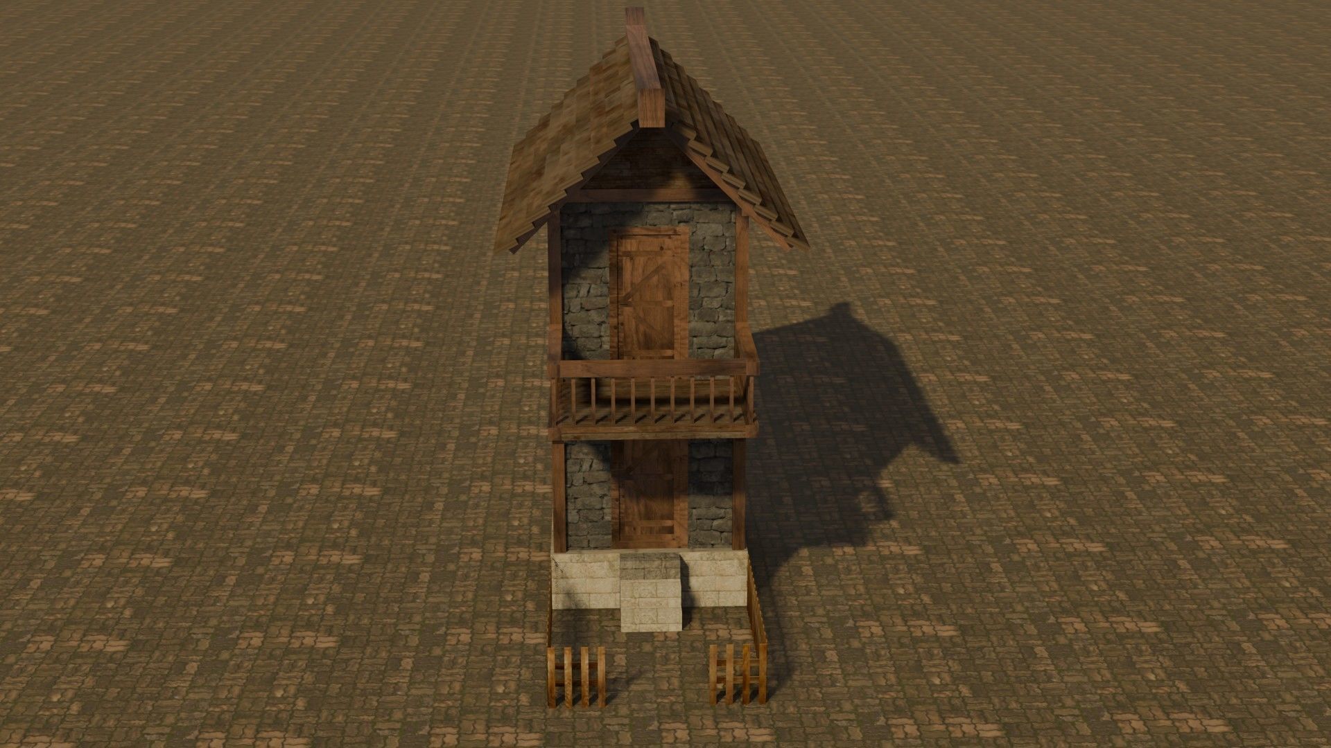 Medieval house Free low-poly 3D model_1