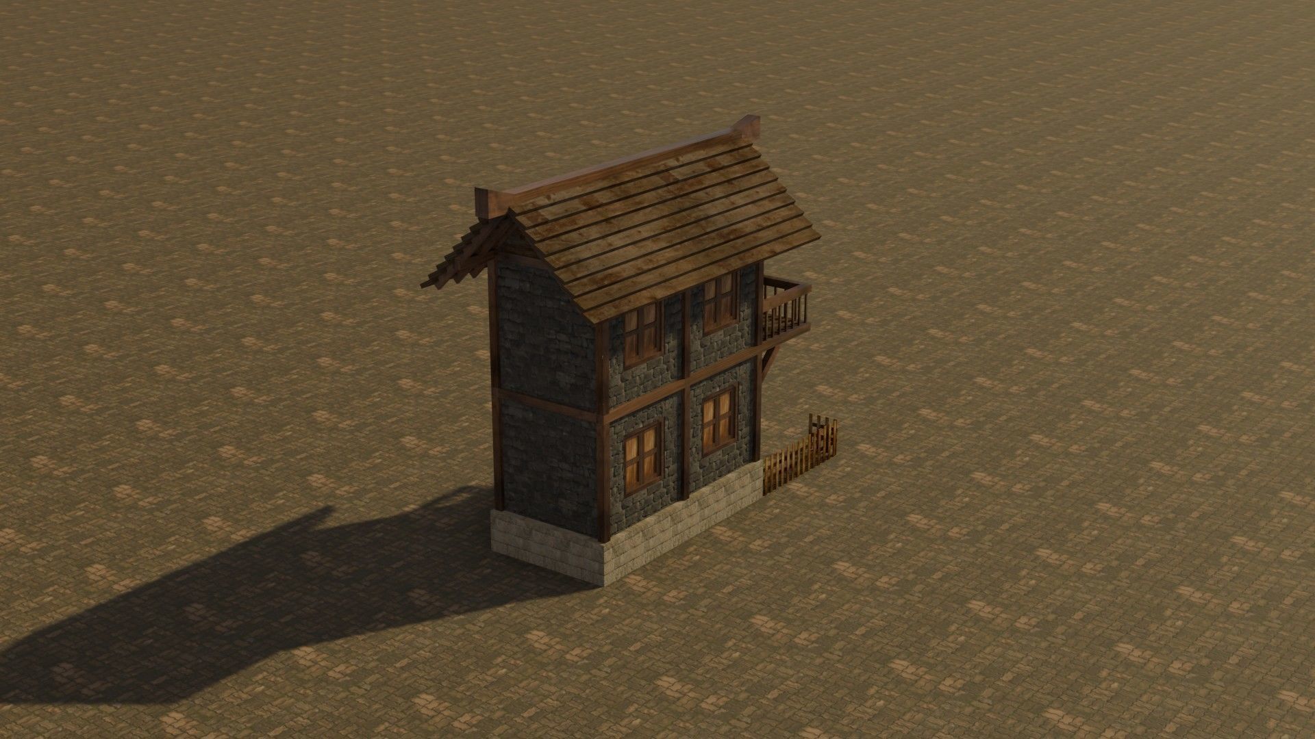 Medieval house Free low-poly 3D model_7