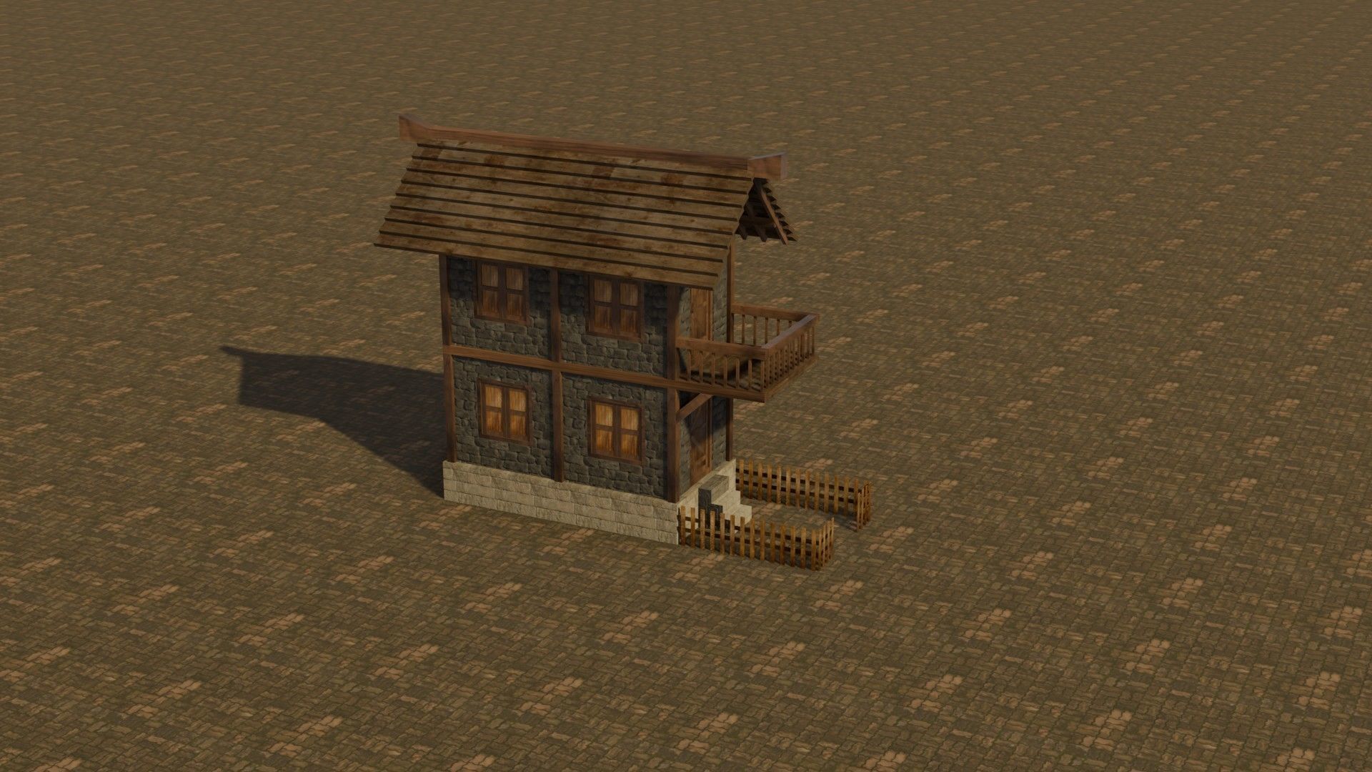 Medieval house Free low-poly 3D model_5