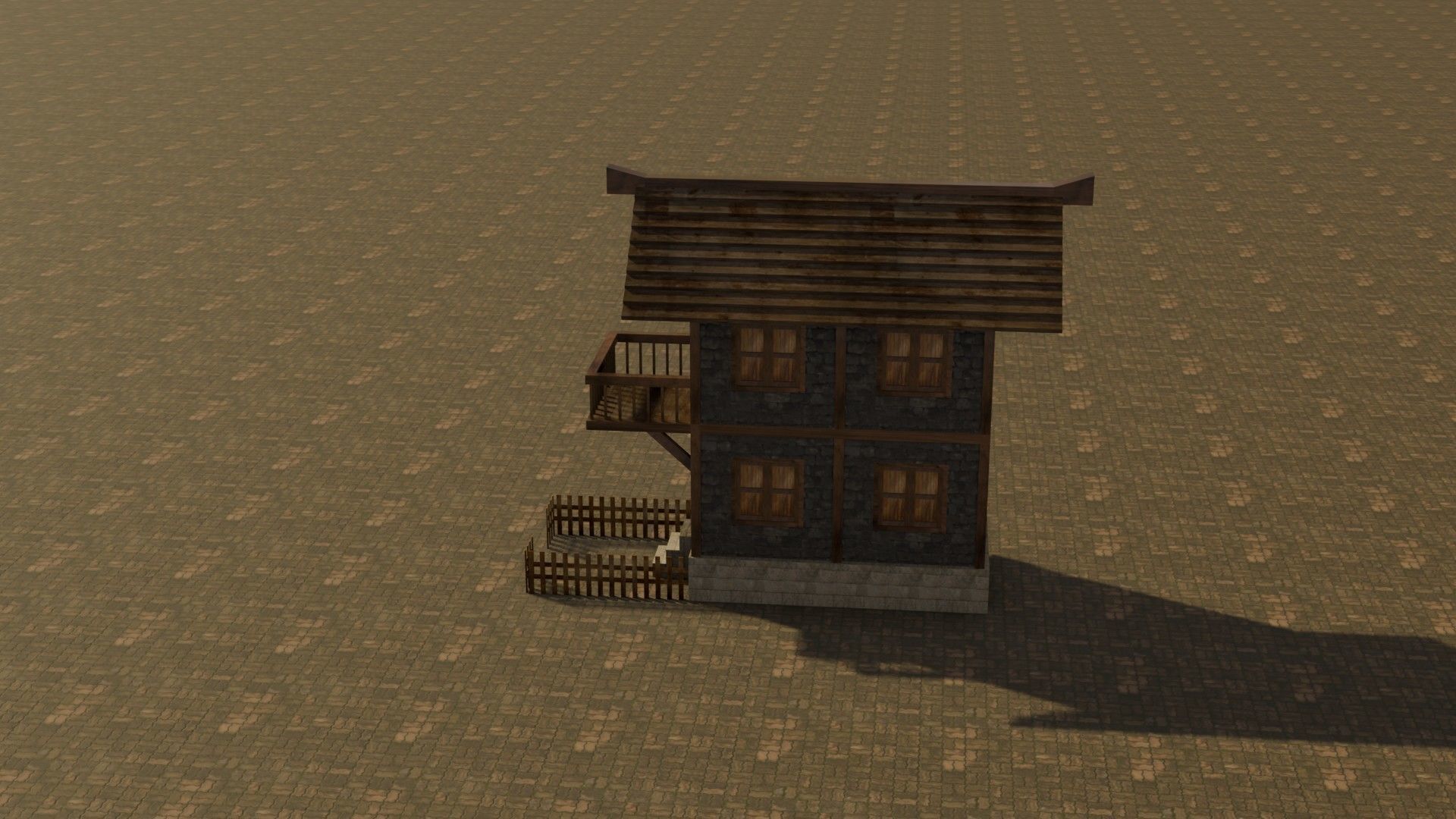 Medieval house Free low-poly 3D model_9