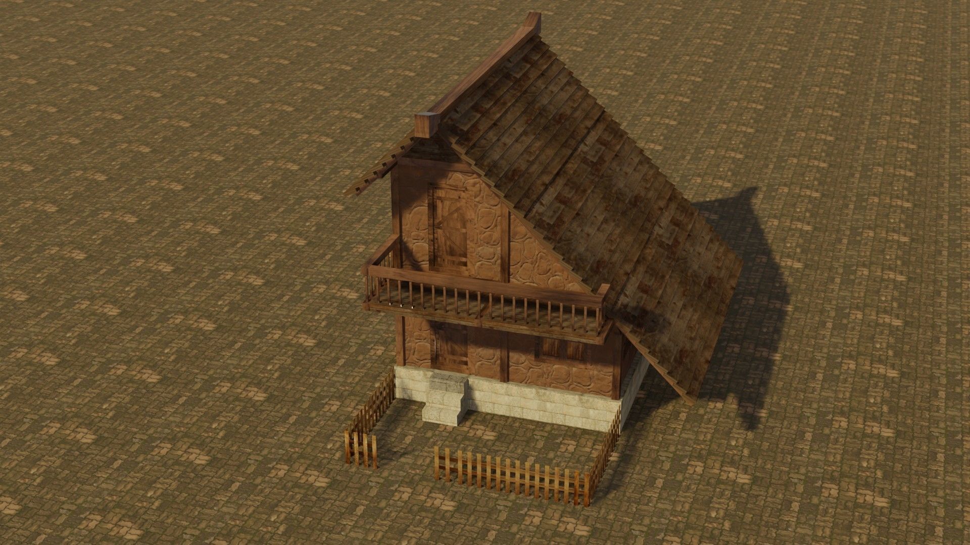 Medieval house 8 Low-poly 3D model_3