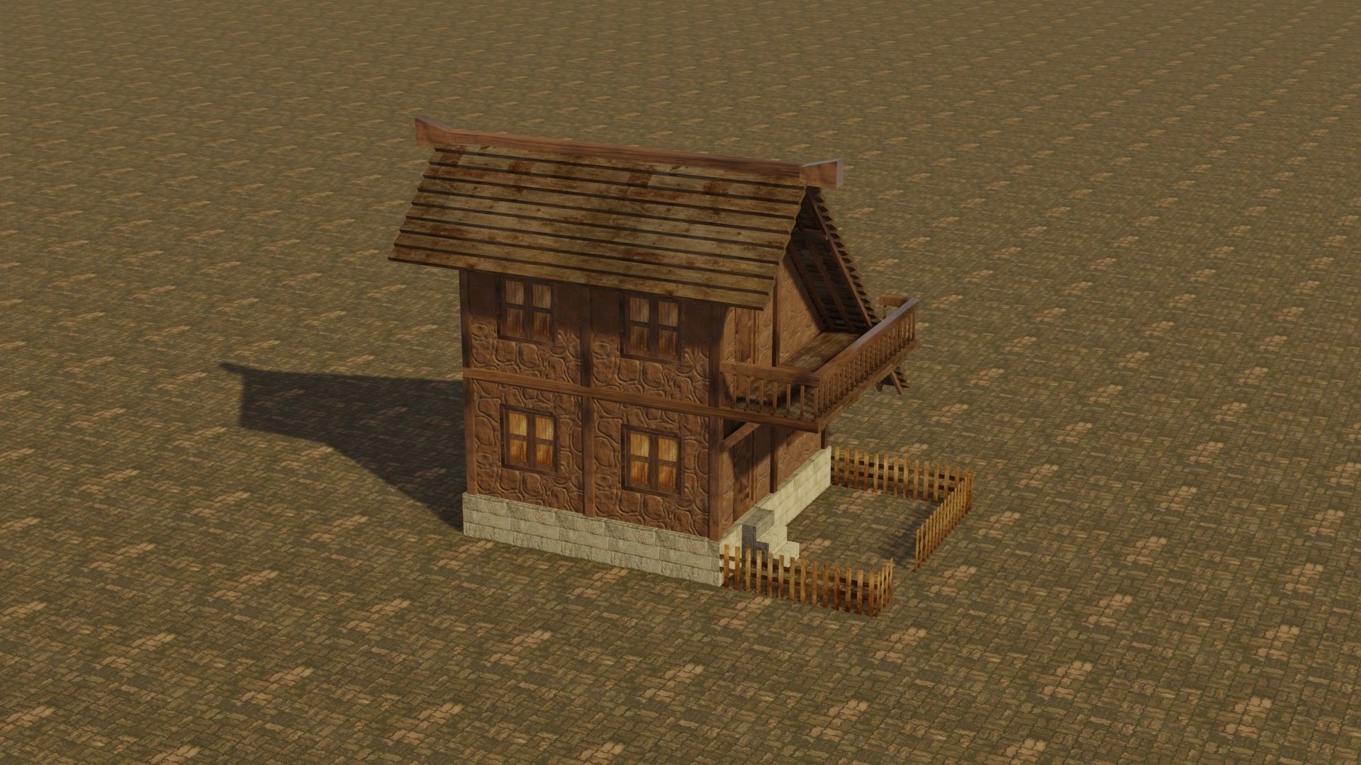 Medieval house 8 Low-poly 3D model_5