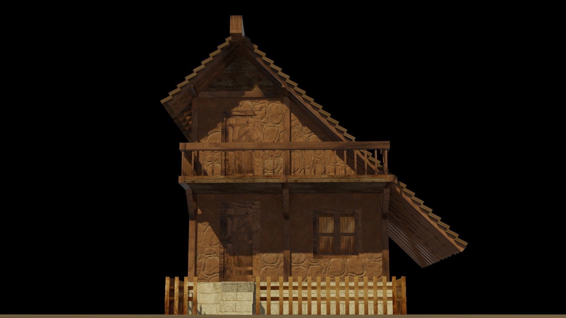 Medieval house 8 Low-poly 3D model_10