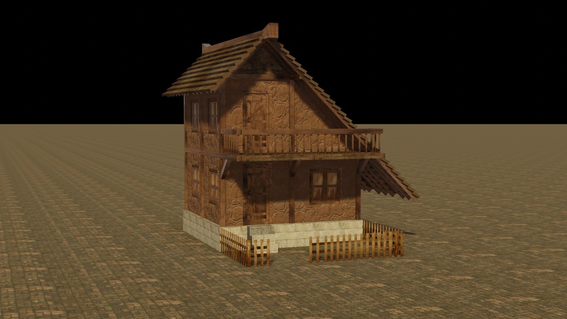 Medieval house 8 Low-poly 3D model_16