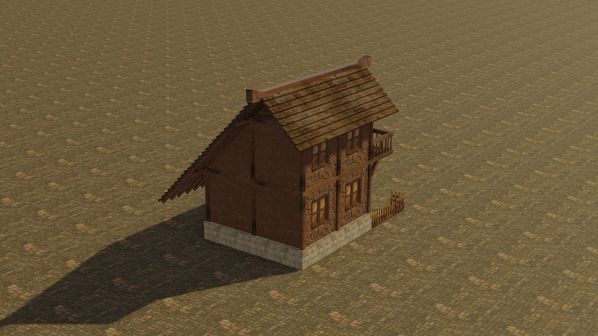 Medieval house 8 Low-poly 3D model_7