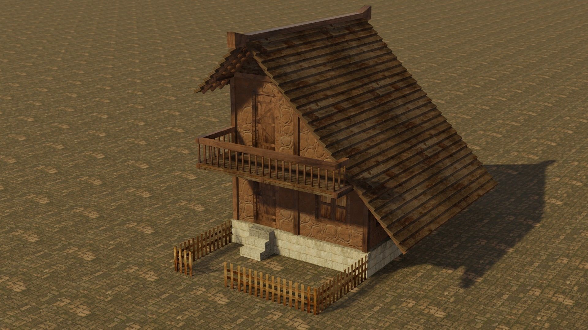 Medieval house 8 Low-poly 3D model_2