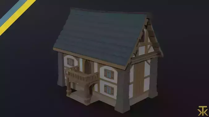 Cartoon medieval house 3 Polygonal Style