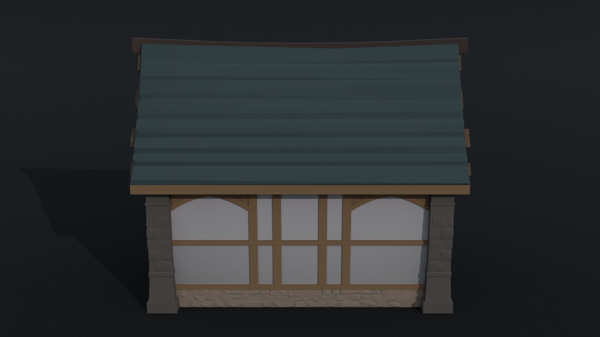 Cartoon medieval house 3 Polygonal Style Low-poly 3D model_4