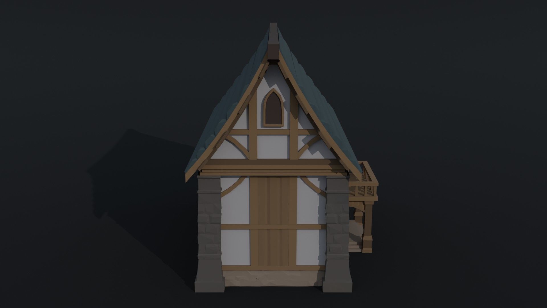 Cartoon medieval house 3 Polygonal Style Low-poly 3D model_3