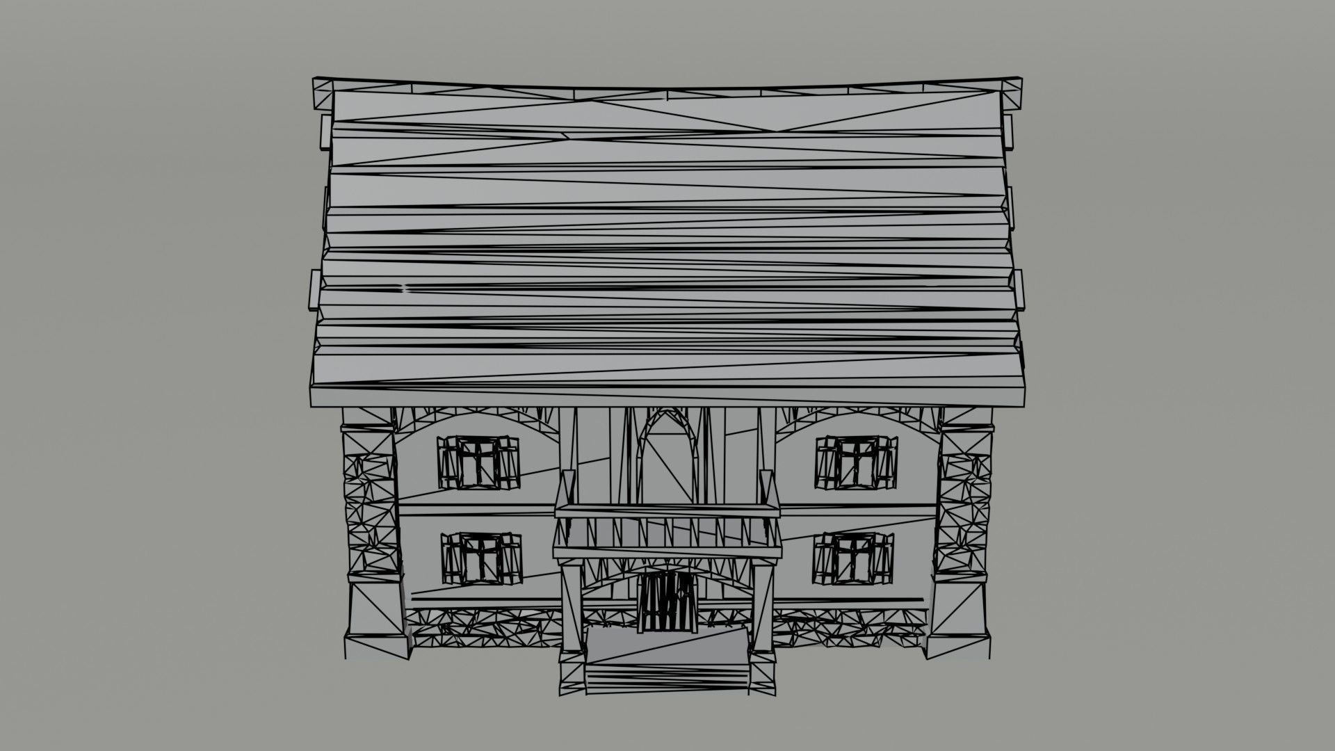 Cartoon medieval house 3 Polygonal Style Low-poly 3D model_6