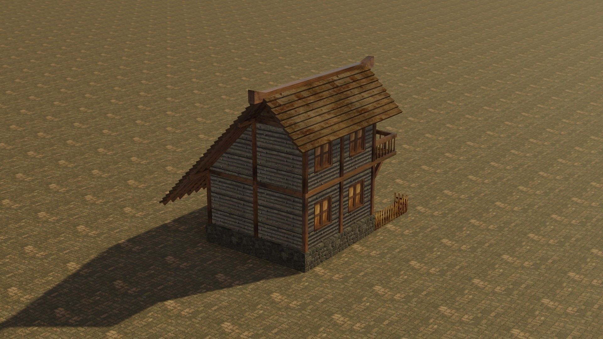 Medieval house 4 Low-poly 3D model_7