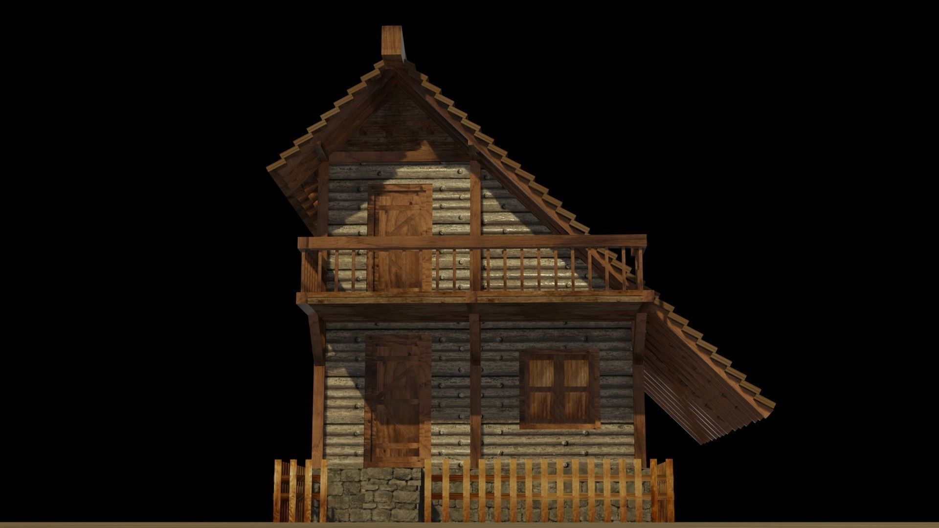 Medieval house 4 Low-poly 3D model_10
