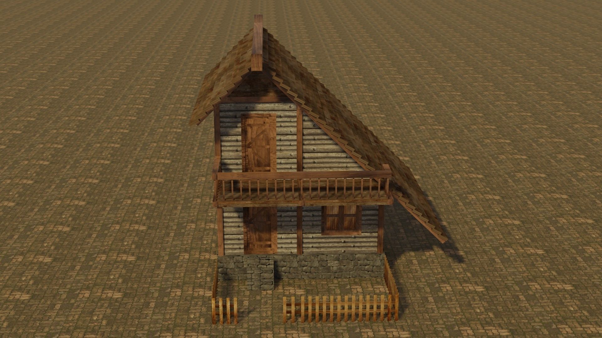 Medieval house 4 Low-poly 3D model_1