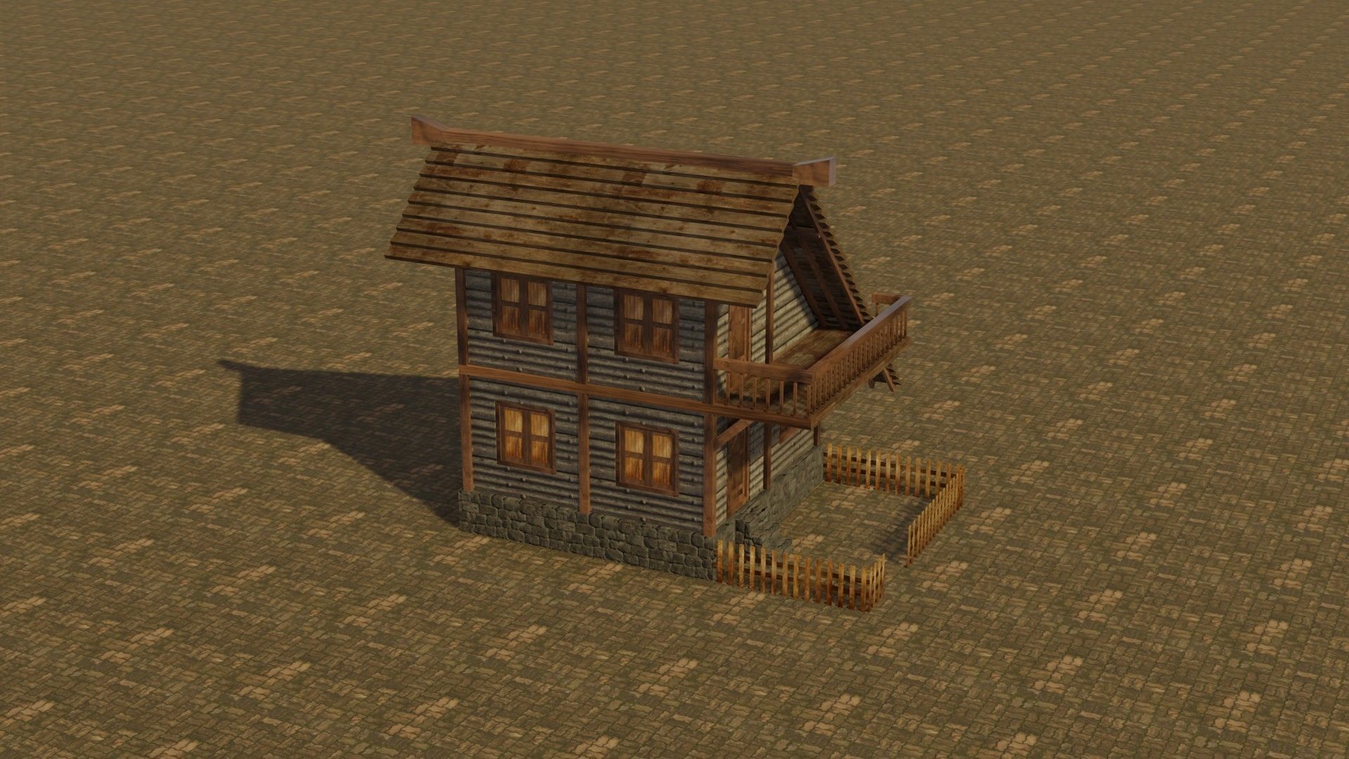 Medieval house 4 Low-poly 3D model_5