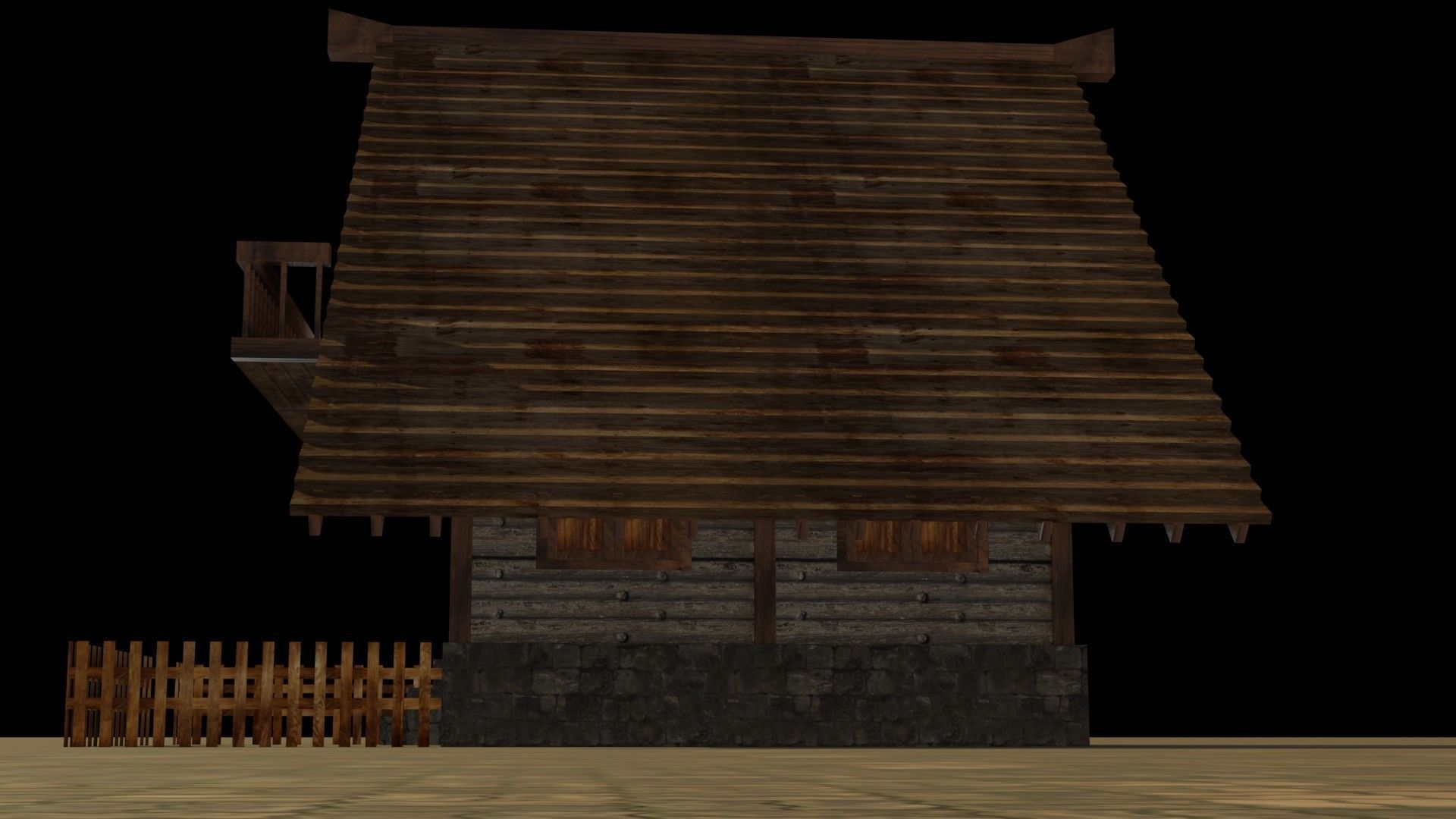 Medieval house 4 Low-poly 3D model_12