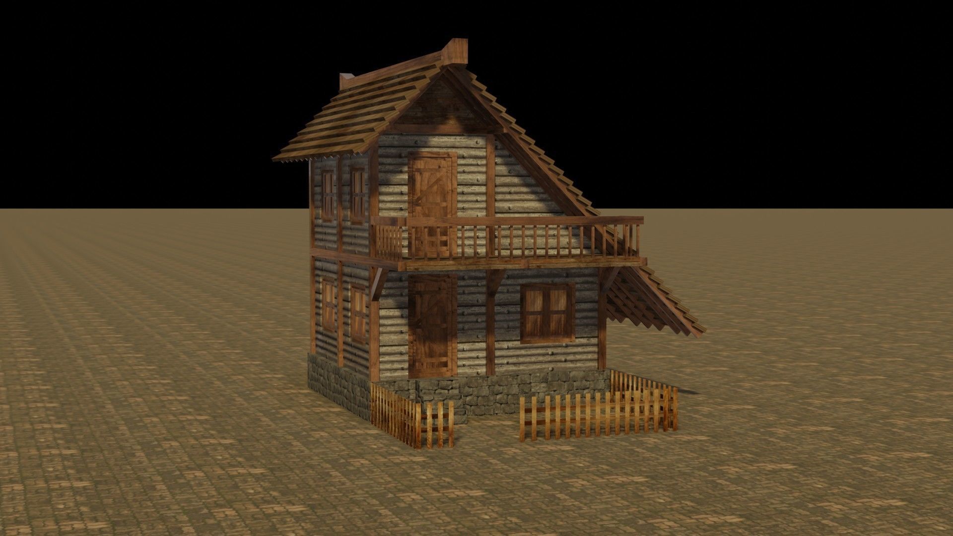 Medieval house 4 Low-poly 3D model_16