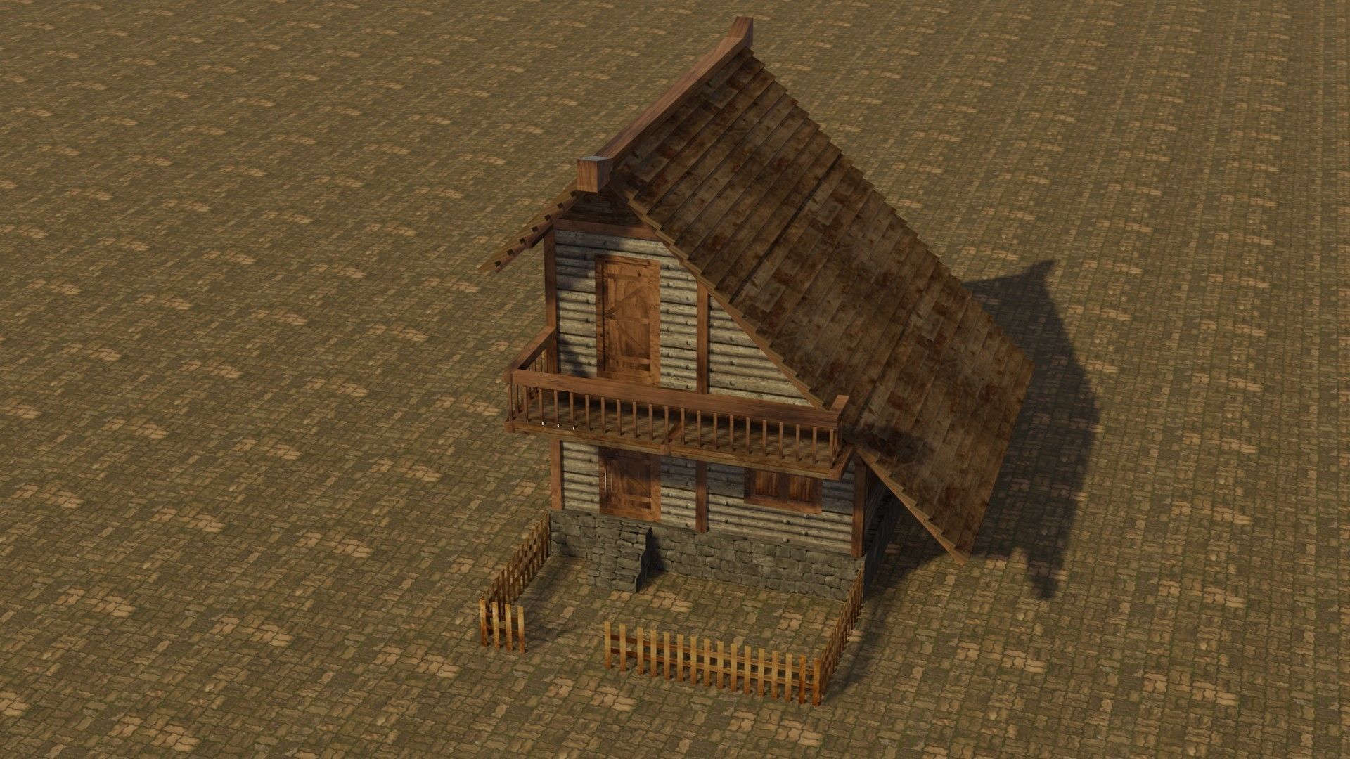 Medieval house 4 Low-poly 3D model_3