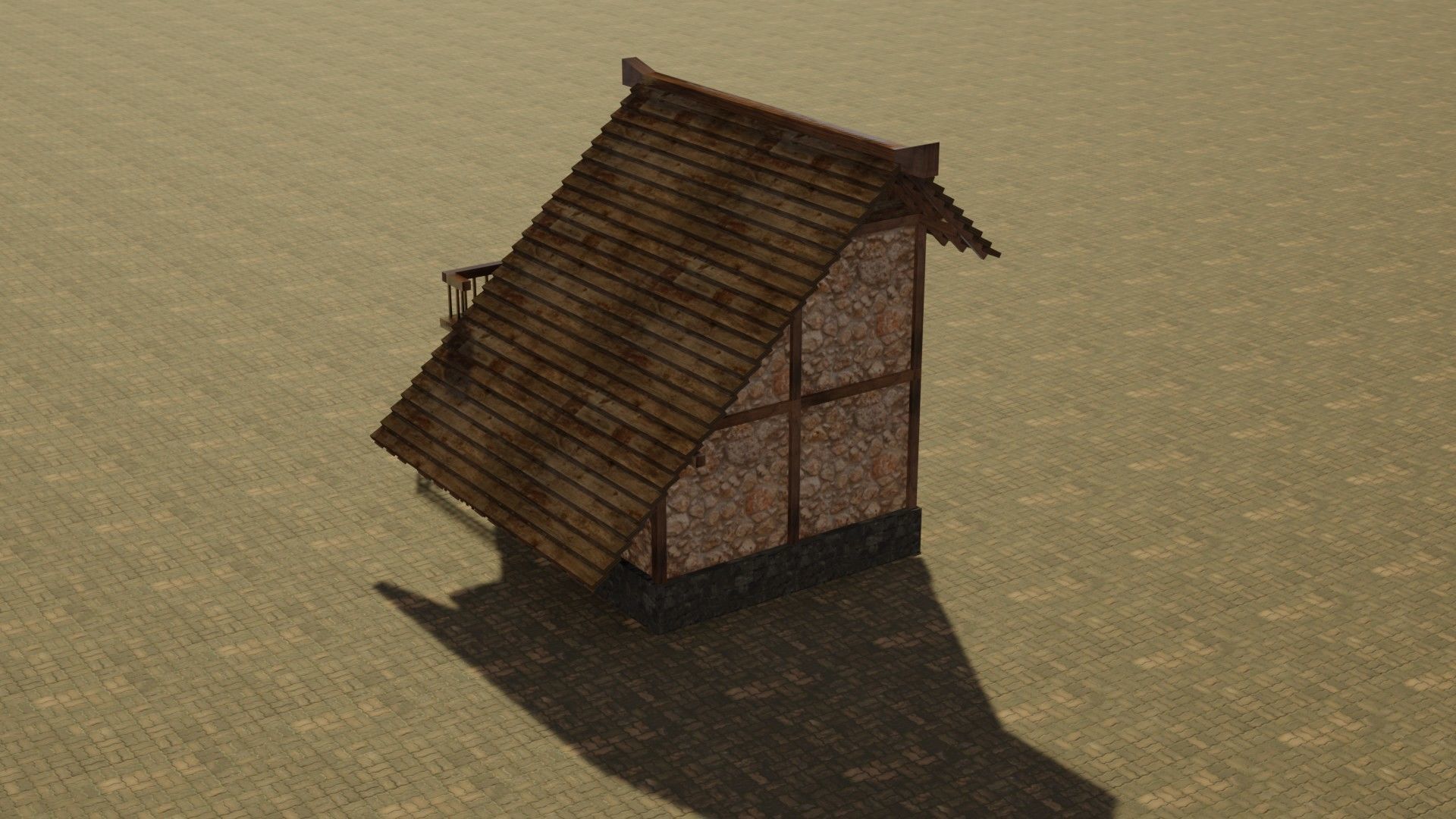 Medieval house 2 Low-poly 3D model_8