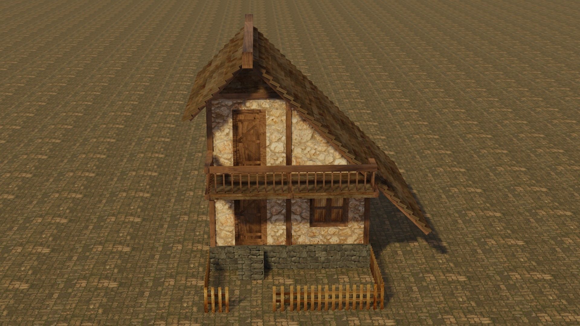 Medieval house 2 Low-poly 3D model_1