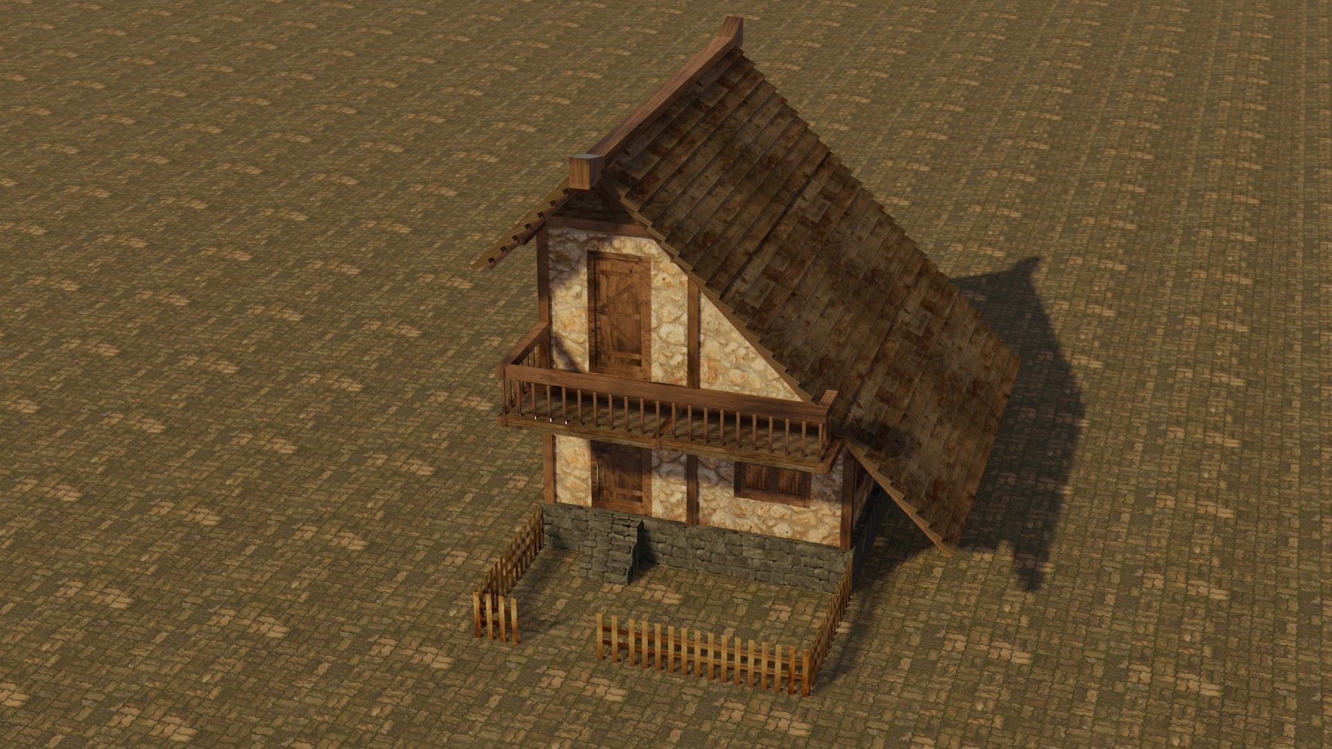 Medieval house 2 Low-poly 3D model_3