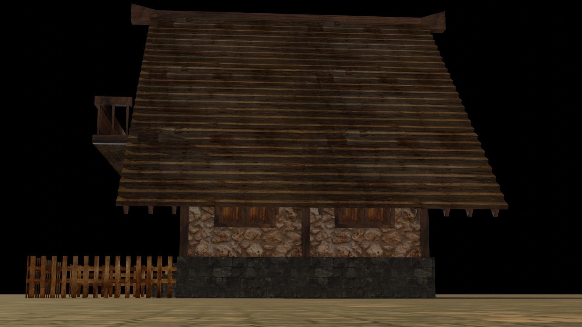 Medieval house 2 Low-poly 3D model_12