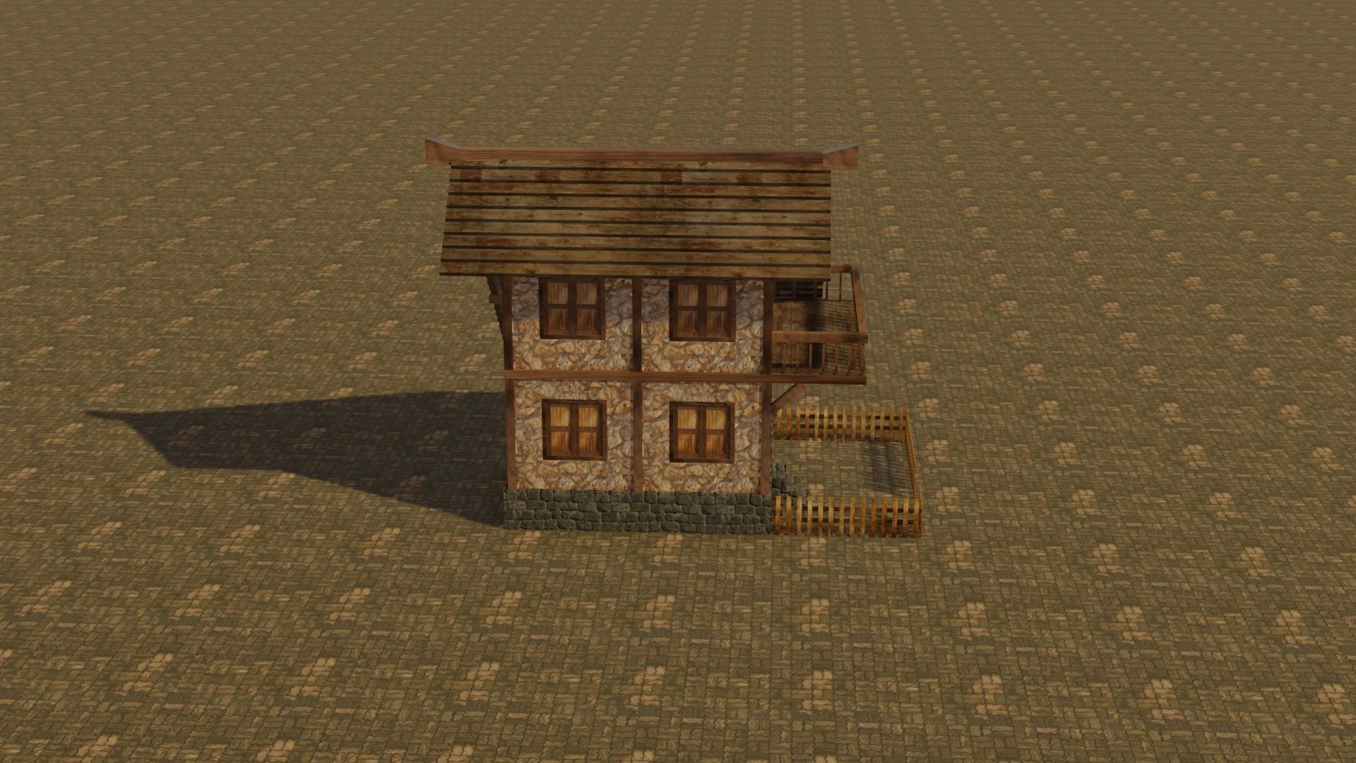 Medieval house 2 Low-poly 3D model_6