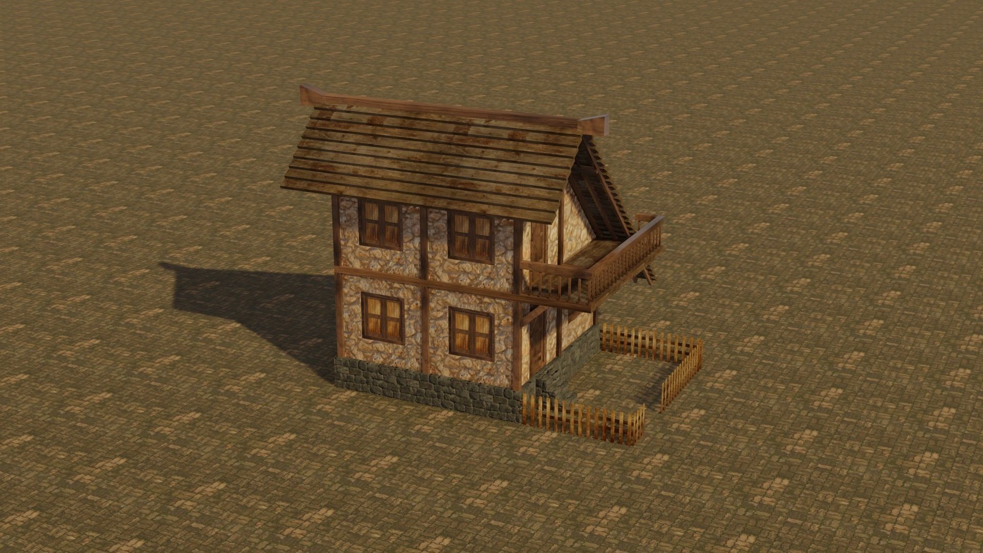 Medieval house 2 Low-poly 3D model_5