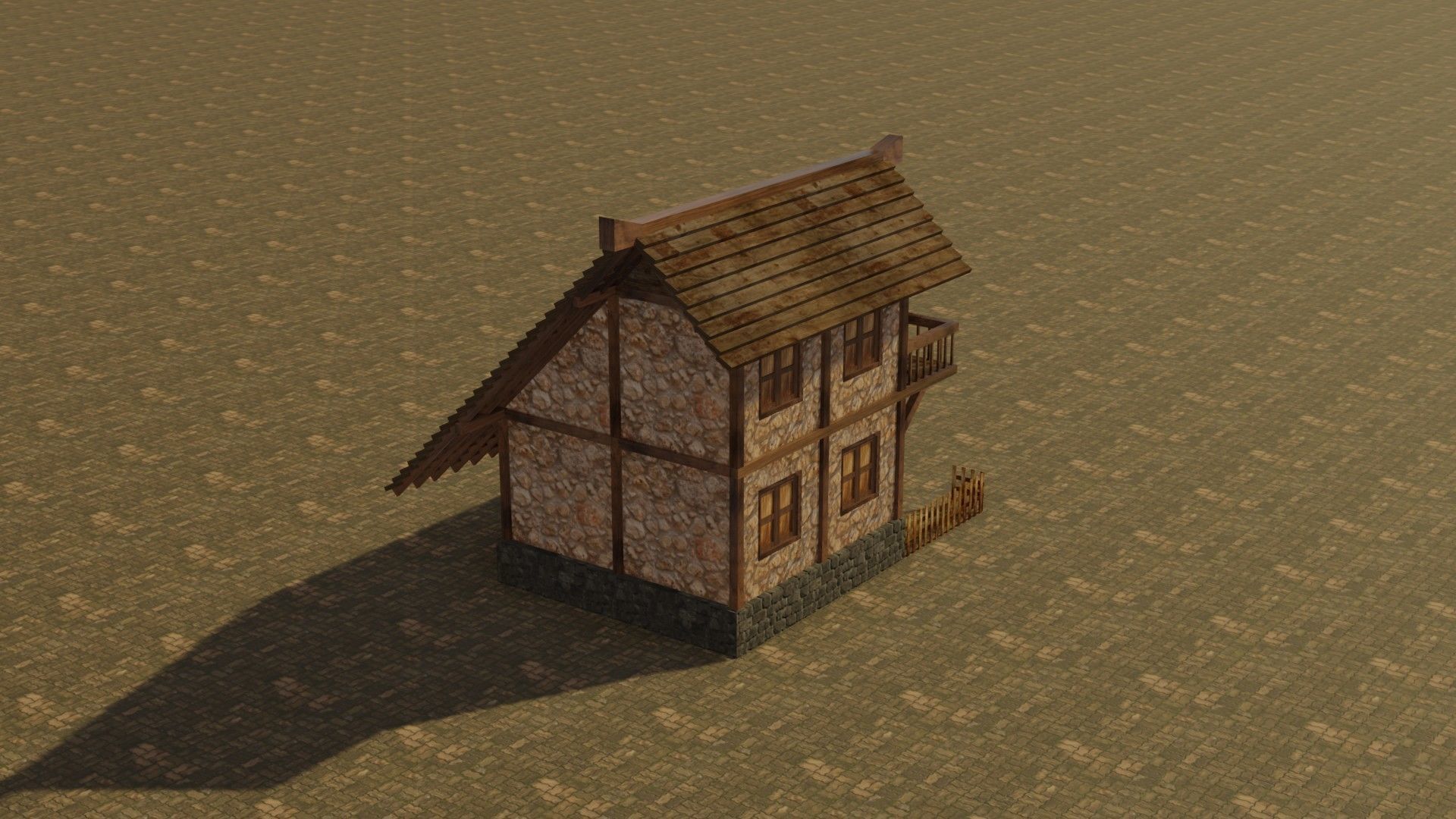 Medieval house 2 Low-poly 3D model_7