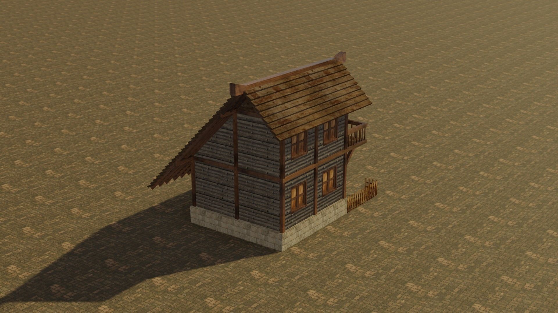 Medieval house 9 Low-poly 3D model_7