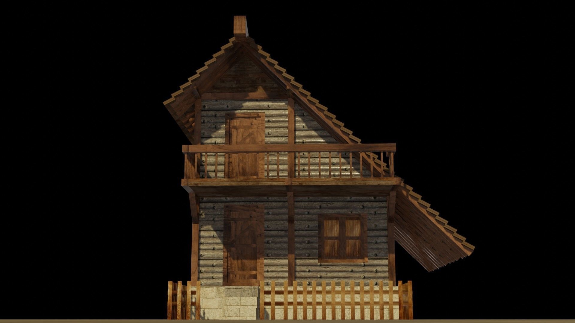 Medieval house 9 Low-poly 3D model_10