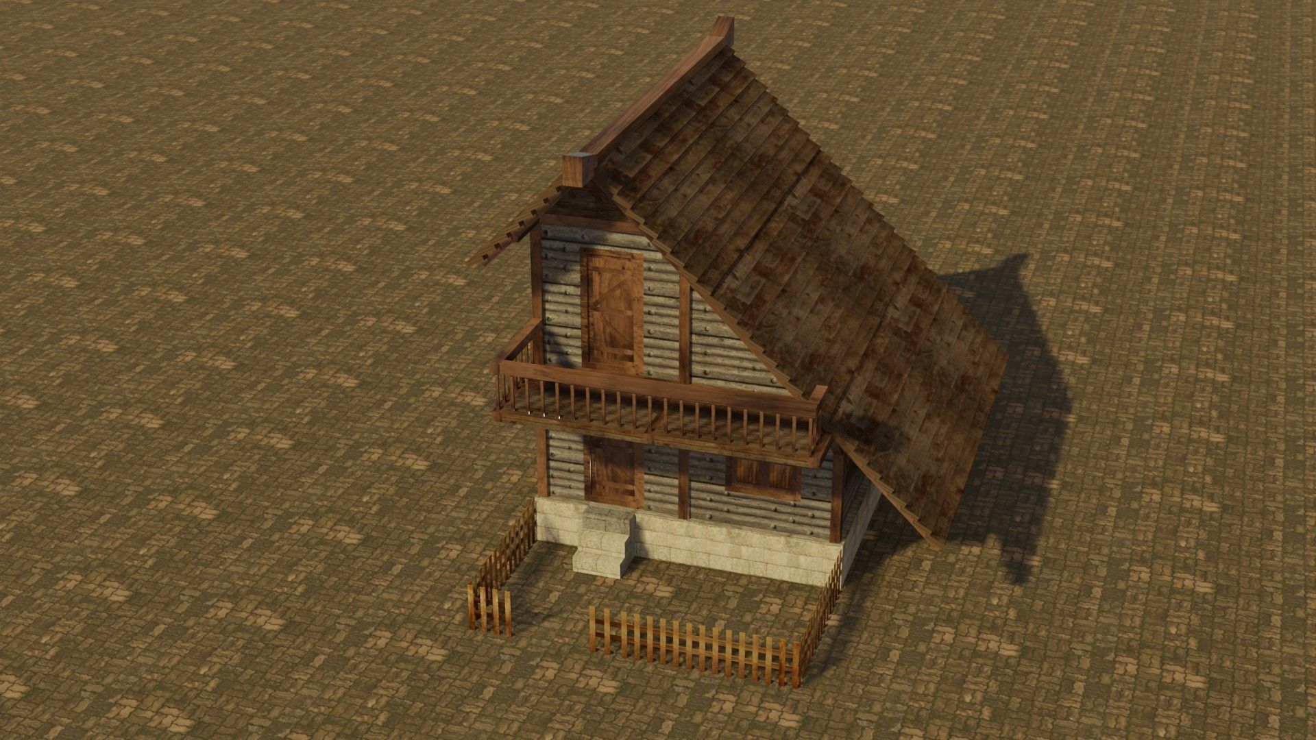 Medieval house 9 Low-poly 3D model_3