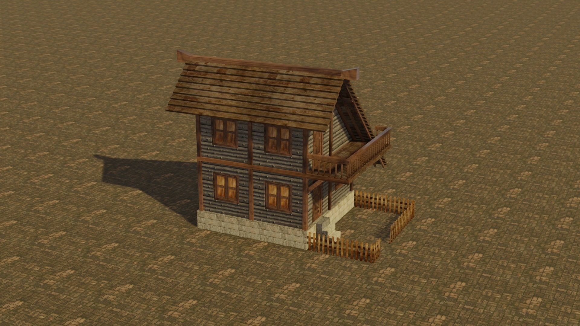 Medieval house 9 Low-poly 3D model_5