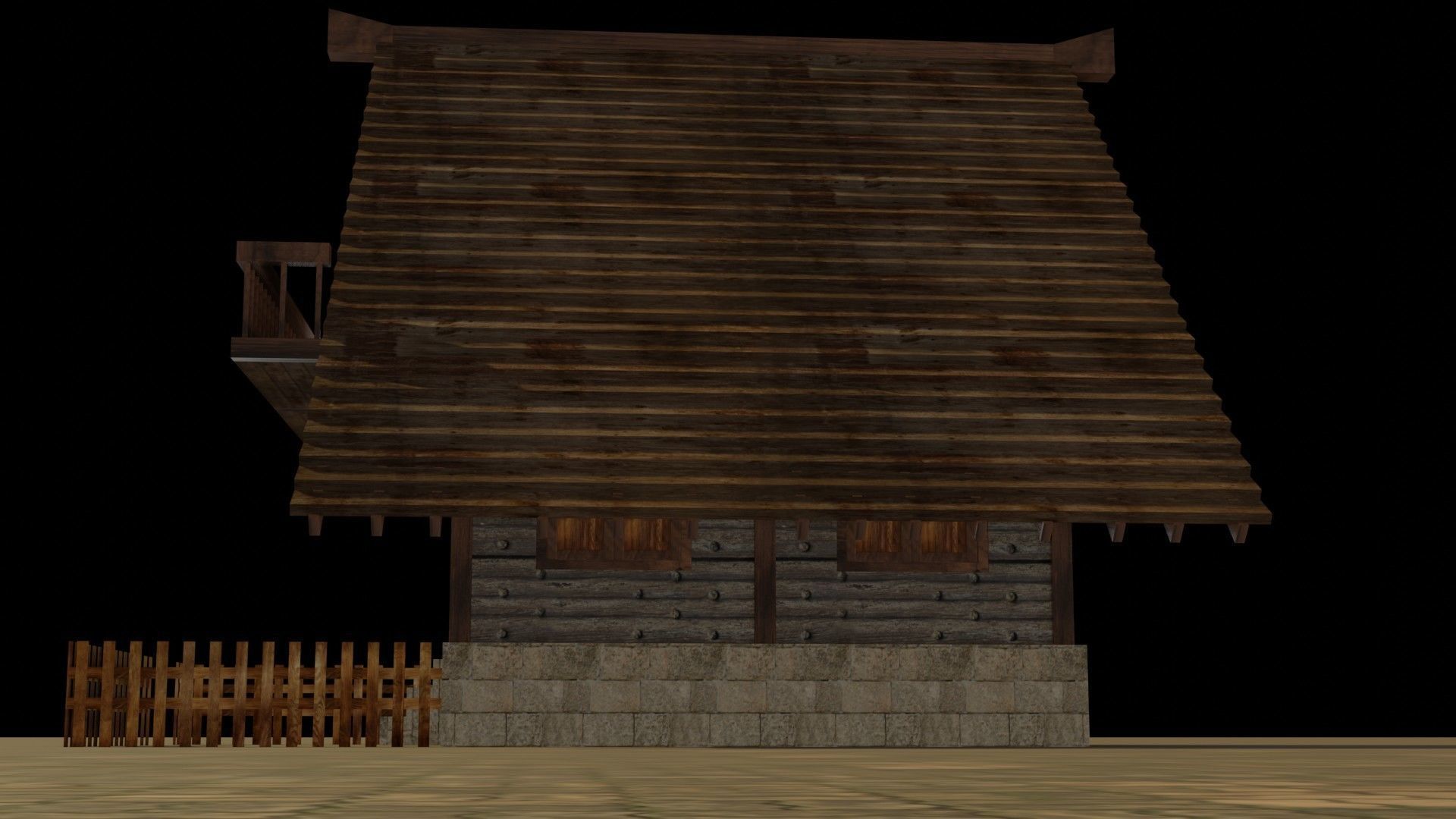 Medieval house 9 Low-poly 3D model_12