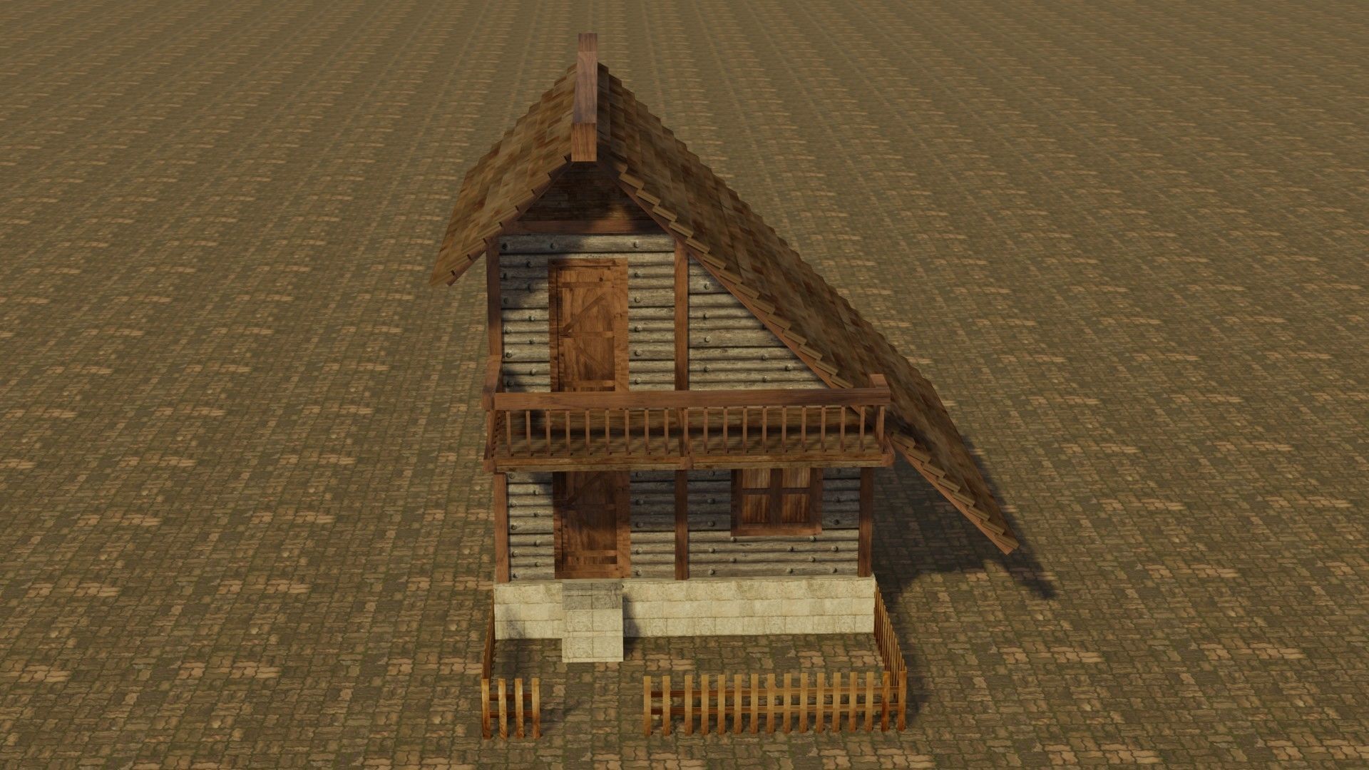 Medieval house 9 Low-poly 3D model_1